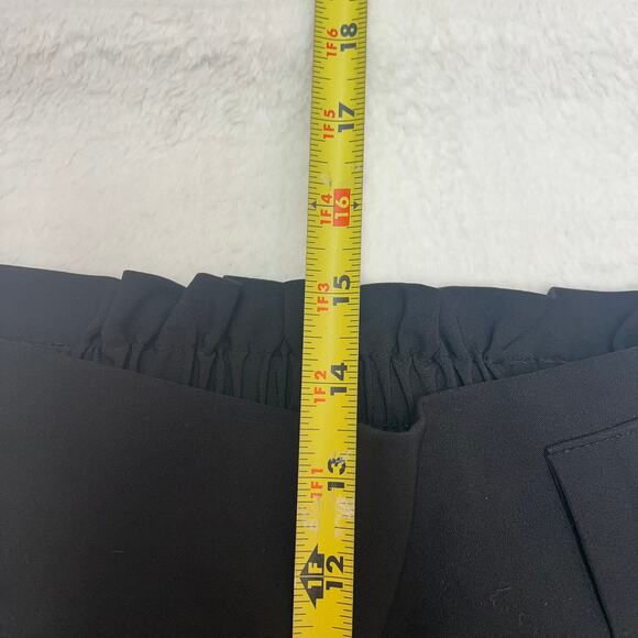 Grace Karin Black Paperbag Dress Pants Size L Bow Cuffs Ruched‎ Waist Stretchy - Picture 7 of 10